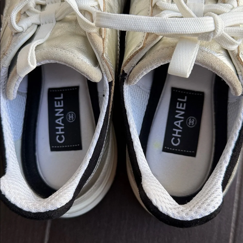 Chanel Metallic Leather Low-Top Sneakers